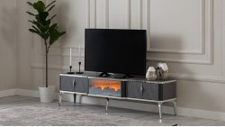 Antrasit Gümüş Detaylı TV Sehpası Derya