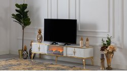 Beyaz Gold detaylı Tv Sehpası Derya
