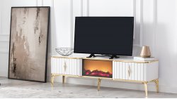 Beyaz Gold detaylı Tv Sehpası Ekol