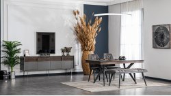 Monza Nikel Ayaklı Yemek Odası