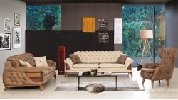 Okyanus Krem-Kahve Koltuk Takımı