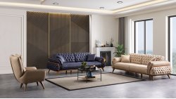 Tuğra Lacivert Koltuk Takımı (NUBUK)