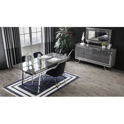 Asos Gümüş Metal Ayaklı Yemek Odası