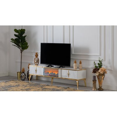 Beyaz Gold detaylı Tv Sehpası Derya