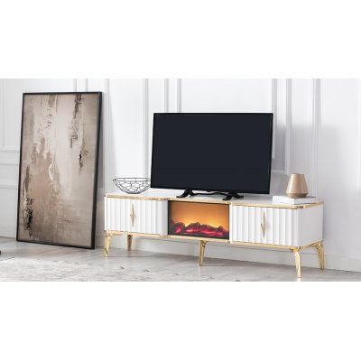 Beyaz Gold detaylı Tv Sehpası Ekol