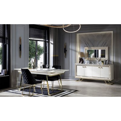 Gold Ayaklı Beyaz Yemek Odası Palermo