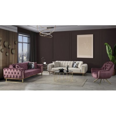 Gold Ayaklı ve Düğmeli Koltuk Takımı Capella