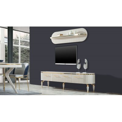 Gold Detaylı Ahşap TV Ünitesi Alyans