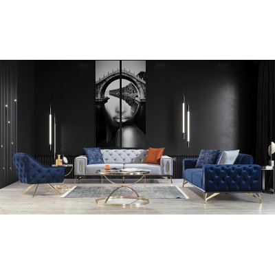 Mavi Gold Detaylı Koltuk Takımı Santa