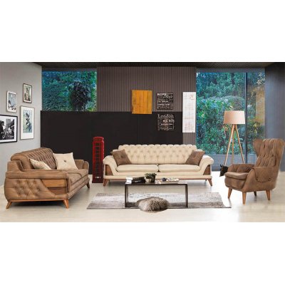 Okyanus Krem-Kahve Koltuk Takımı